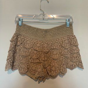 Tan Lace Shorts